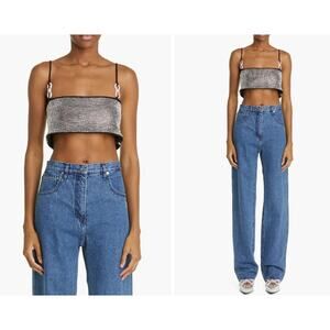 Mach & Mach Crystal Mesh Crop Top Size 6